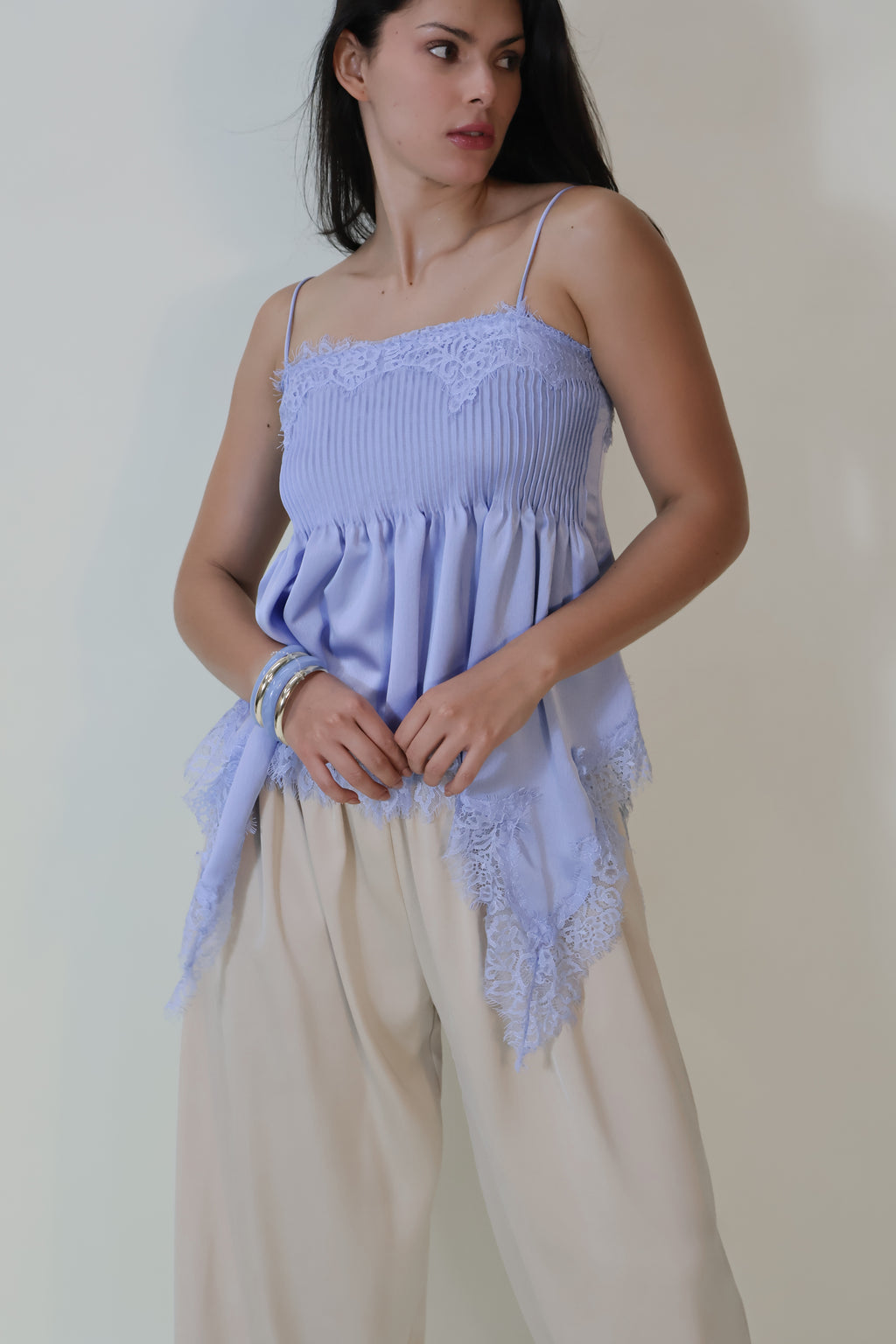 BLUSA PLIEGUES AZUL